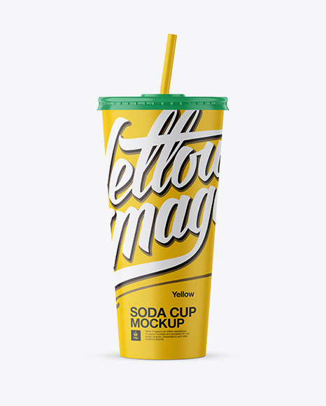 Paper Soda Cup Mockup in Cup & Bowl Mockups on Yellow Images Object Mockups