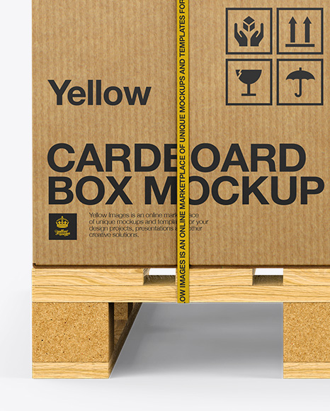Download Wooden Pallet With 8 Cardboard Boxes Mockup - Front View ...