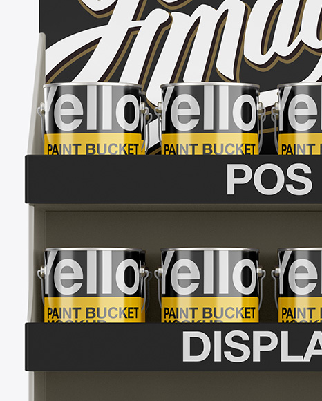 Download POS Display With Metal Buckets Mockup - Front View in ...