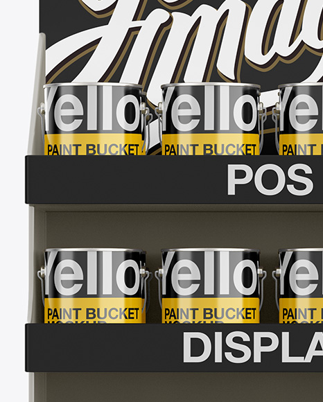 Download POS Display With Metal Buckets Mockup - Front View in Indoor Advertising Mockups on Yellow ...