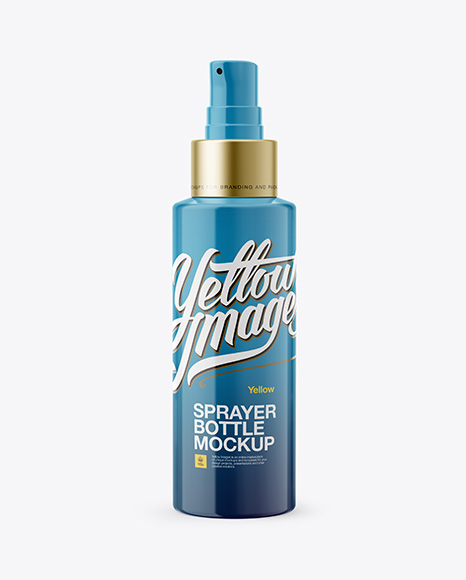 Plastic Spray Bottle Mockup - Front View in Bottle Mockups on Yellow Images Object Mockups