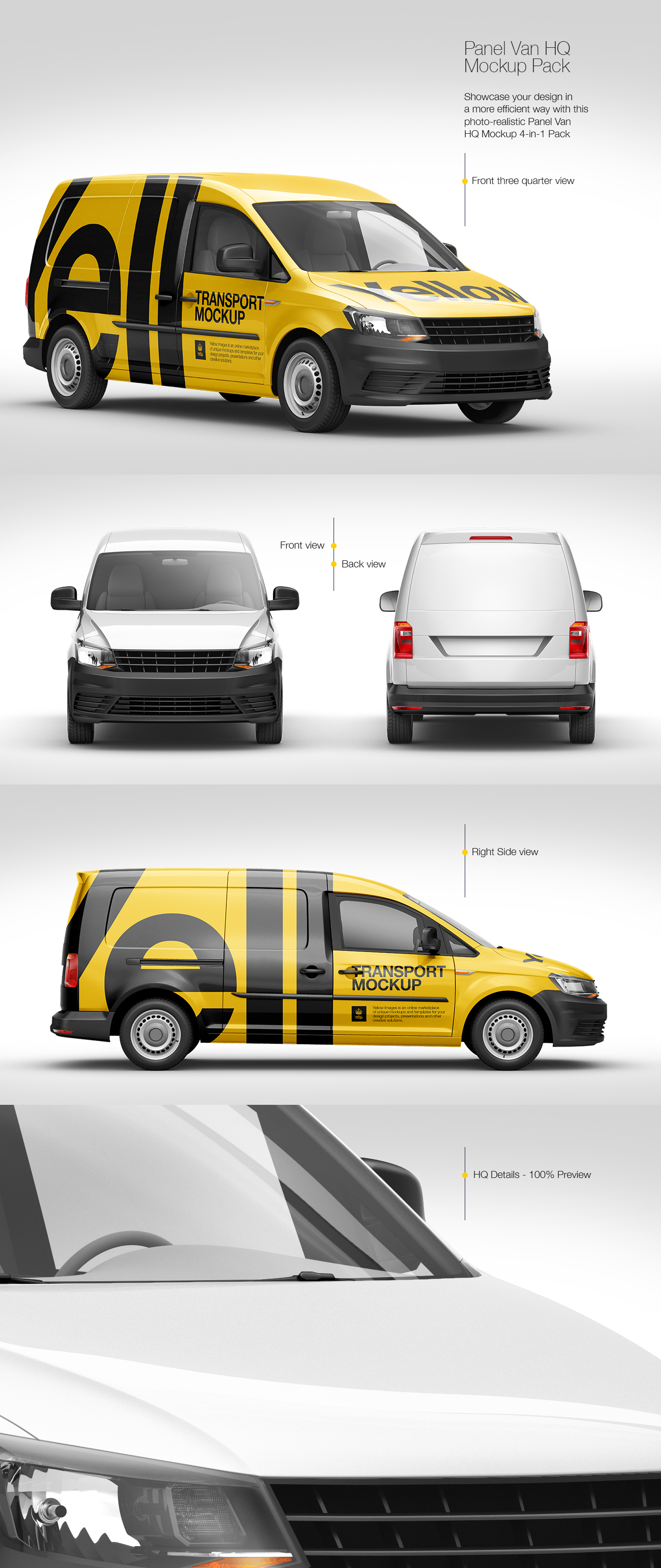 Download Panel Van HQ Mockup Pack in Vehicle Mockups on Yellow Images Creative Store