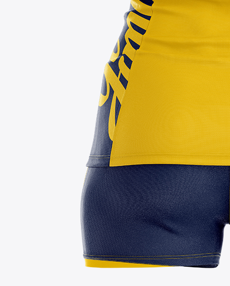 Download Women's Volleyball Kit with V-Neck Jersey Mockup - Back View in Apparel Mockups on Yellow Images ...