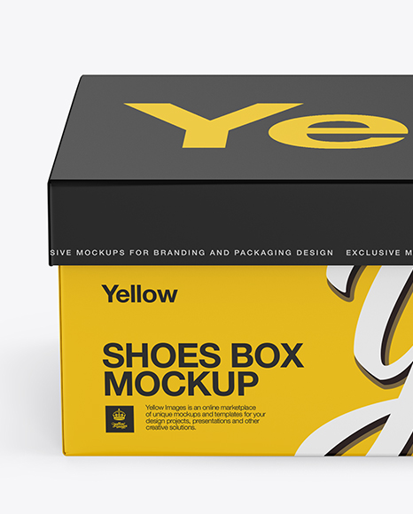 Download Paper Shoes Box Mockup - Front View (High-Angle Shot) in Box Mockups on Yellow Images Object Mockups