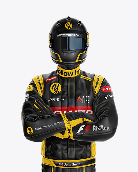 F1 Racing Kit Mockup - Front View in Apparel Mockups on Yellow Images Object Mockups