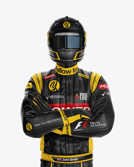 Download F1 Racing Kit Mockup - Front View in Apparel Mockups on Yellow Images Object Mockups