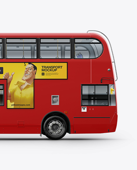 London Bus Enviro 400 Mockup - Side View in Vehicle Mockups on Yellow