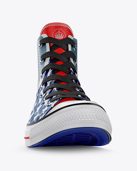 Download High-Top Canvas Sneaker Mockup - Front View in Apparel ...