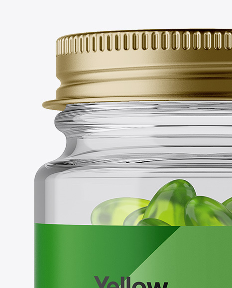 Download Clear Glass Softgels Bottle With Metal Cap Mockup - Front ... Yellowimages Mockups