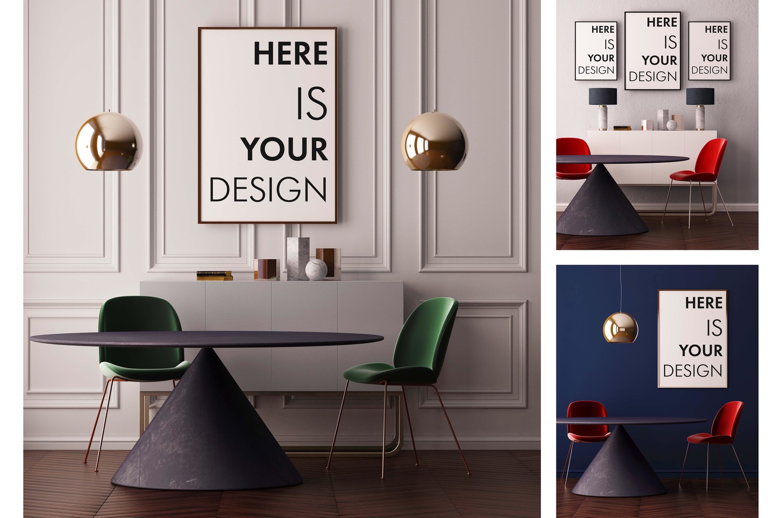 Download Mockup poster with a dining table in Indoor Advertising Mockups on Yellow Images Creative Store