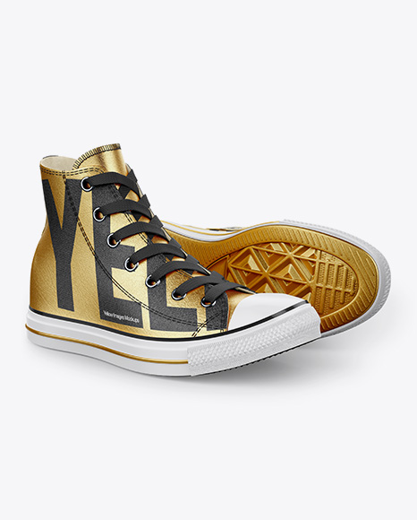 Download 2 High-Top Canvas Sneakers Mockup - Half Side View in ...