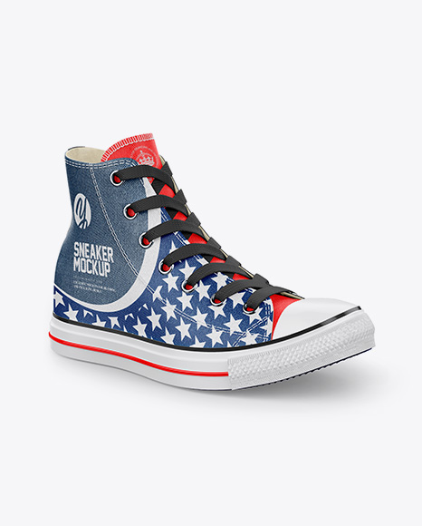 Download High-Top Canvas Sneaker Mockup - Half Side View in Apparel ...