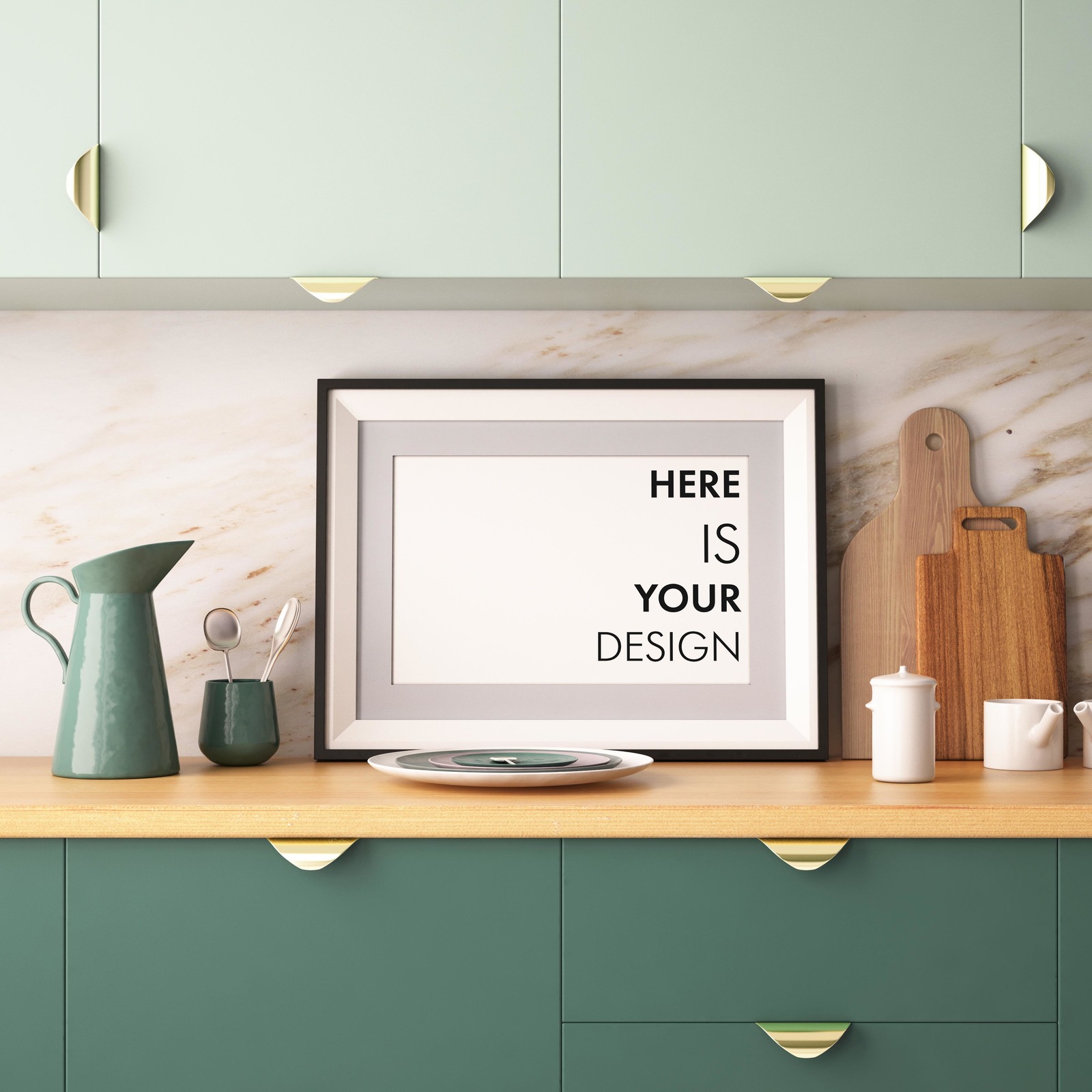 Download 10 Mockups posters in the kitchen in Indoor Advertising Mockups on Yellow Images Creative Store