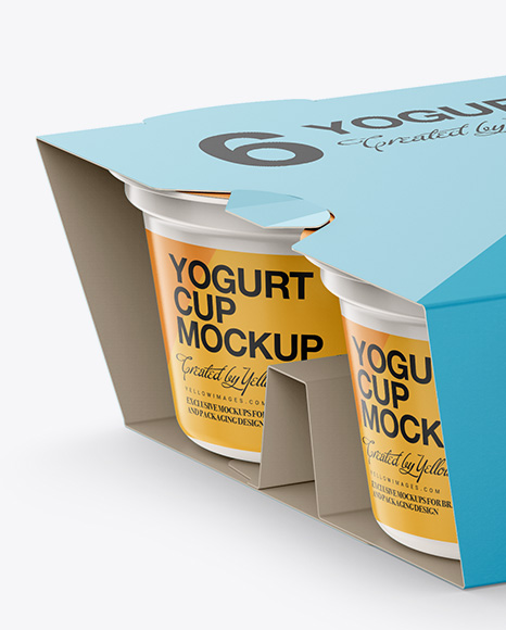 Download Yogurt 6 Pack Mockup - Half Side View in Packaging Mockups ...