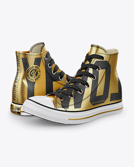 Download 2 High-Top Canvas Sneakers Mockup - Half Side View in ...