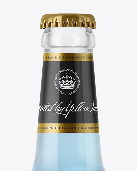 Download 330ml Clear Glass Bottle with Blue Drink Mockup in Bottle ... Yellowimages Mockups