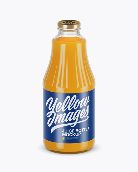 Download Clear Glass Peach Juice Bottle Mockup (High-Angle Shot) in Bottle Mockups on Yellow Images ...