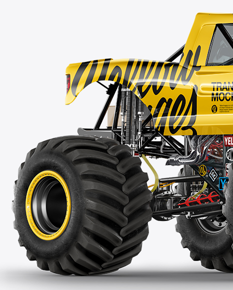 Download Monster Truck Mockup - Half Side View in Vehicle Mockups on Yellow Images Object Mockups