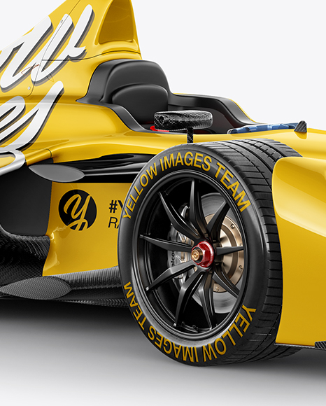 Download Formula E Racing Car 2016 Mockup - Half Side View in Vehicle Mockups on Yellow Images Object Mockups