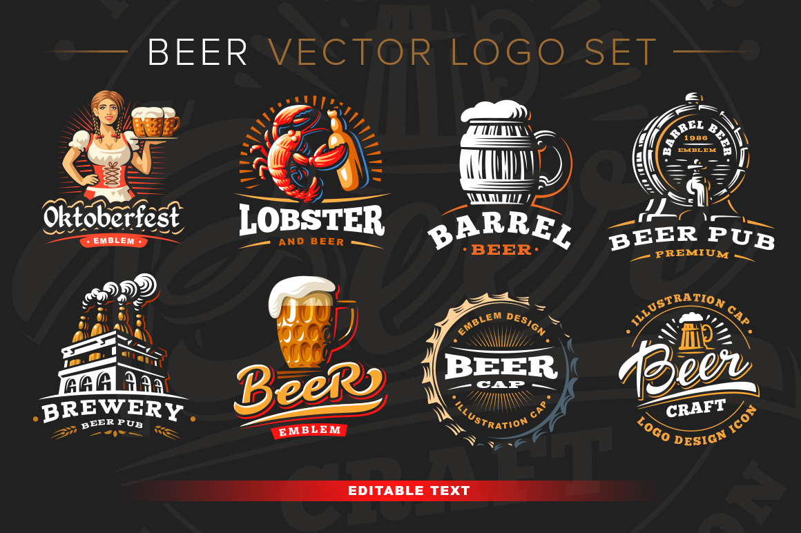 Beer logo set. + mockup in Logo Templates on Yellow Images Creative Store