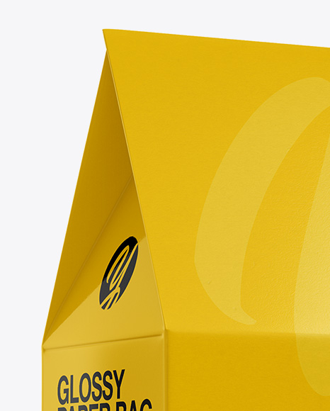 Glossy Paper Box Mockup - Half Side View in Box Mockups on Yellow Images Object Mockups