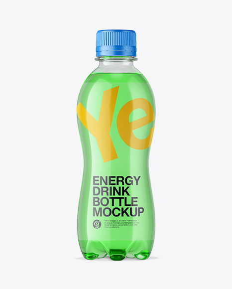 Download 330ml PET Clear Bottle W/ Drink & Shrink Sleeve Mockup in Bottle Mockups on Yellow Images Object ...