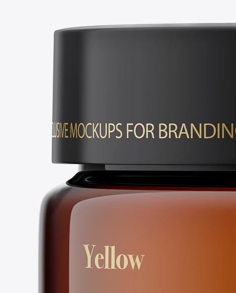 Download Amber Glass Cosmetic Jar Mockup - Front View in Jar Mockups on Yellow Images Object Mockups