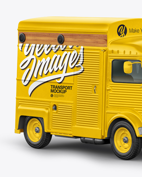 Download Citroen Hy Van Food Truck Mockup - Half Side View in Vehicle Mockups on Yellow Images Object Mockups