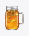 Download Opened Mason Jug with Tea Mockup - Front View in Jug & Scoop Mockups on Yellow Images Object Mockups