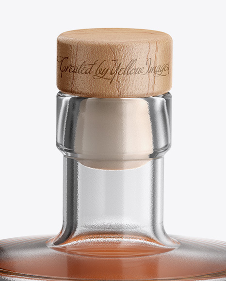 Clear Glass Whiskey Bottle & Box Mockup - Half Side View in Bottle