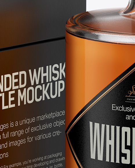 Download Clear Glass Whiskey Bottle & Box Mockup - Half Side View in Bottle Mockups on Yellow Images ...