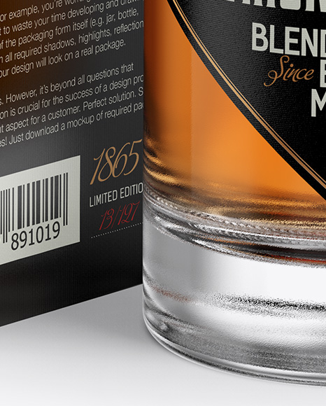 Download Clear Glass Whiskey Bottle & Box Mockup - Half Side View ... Yellowimages Mockups