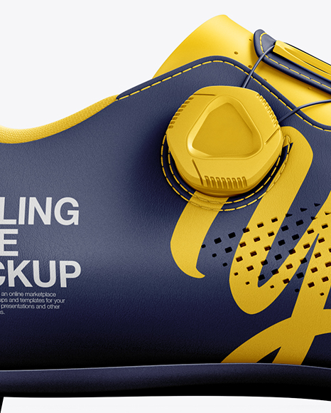 Download Road Cycling Shoe mockup (Side View) in Apparel Mockups on Yellow Images Object Mockups