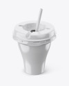 Download 260g Yogurt Cup With Straw Mockup - Half Side View in Cup & Bowl Mockups on Yellow Images Object ...