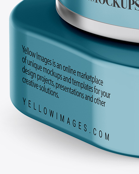 Metallic Square Cosmetic Jar Mockup Halfside View High Angle Shot In Jar Mockups On Yellow Images Object Mockups