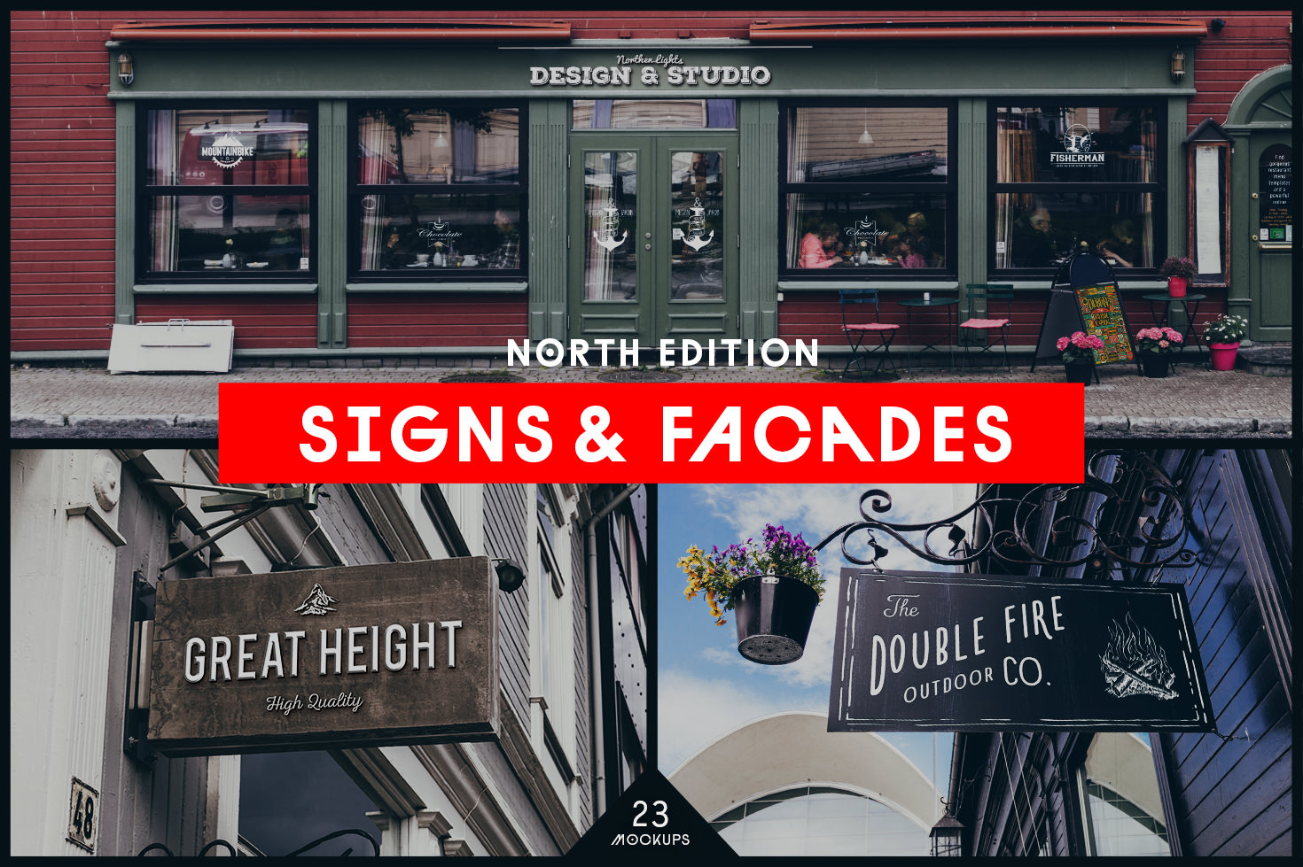Signs & Facades Mockups - North Edition in Outdoor Advertising Mockups on Yellow Images Creative ...