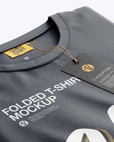 Download Folded T-Shirt Mockup - Half SIde View in Apparel Mockups on Yellow Images Object Mockups