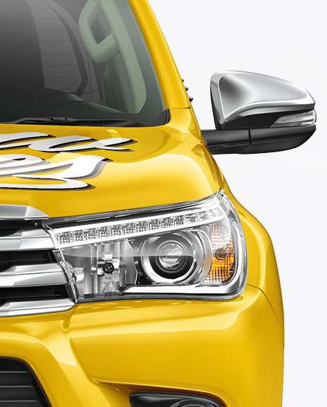 Toyota Hilux Mockup - Front View in Vehicle Mockups on Yellow Images Object Mockups