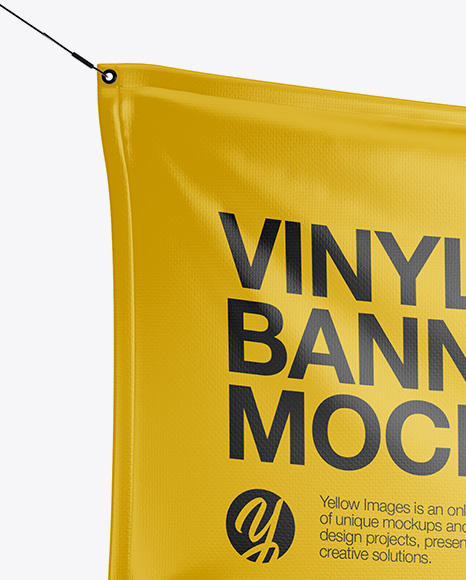 Download Glossy Vinyl Banner Mockup - Front View in Outdoor Advertising Mockups on Yellow Images Object ...