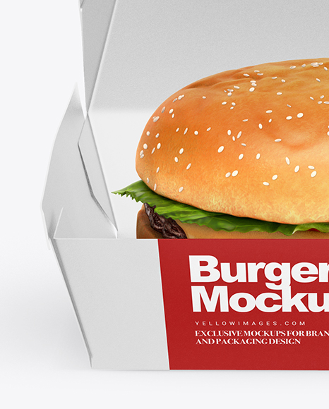 Download Burger Box Mockup - Front View (High-Angle Shot) in Box Mockups on Yellow Images Object Mockups