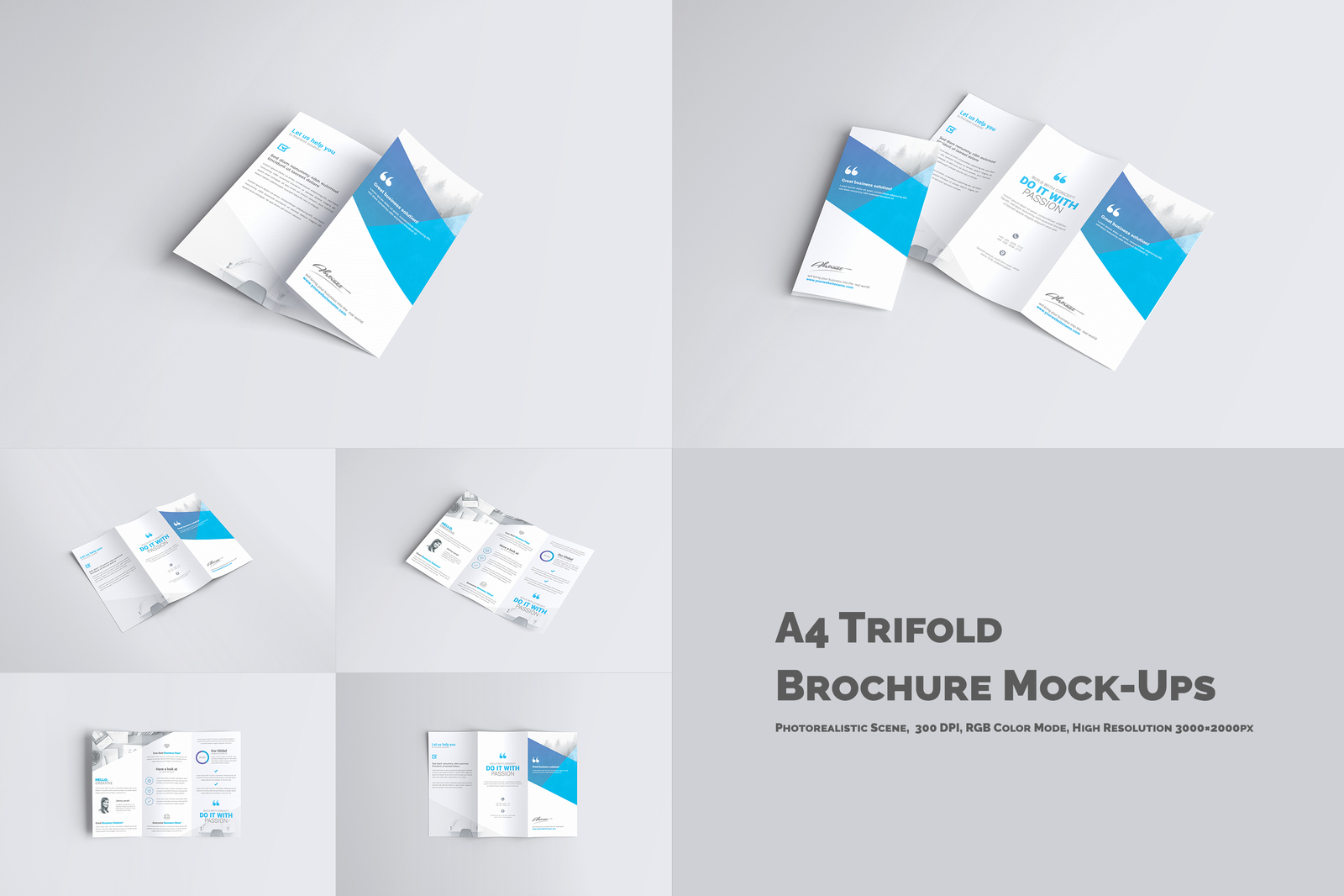 Download A4 Trifold Brochure Mockup in Stationery Mockups on Yellow ...