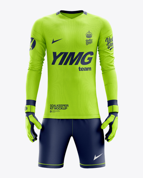Men's Full Soccer Goalkeeper Kit mockup (Front View) in Apparel Mockups on Yellow Images Object ...