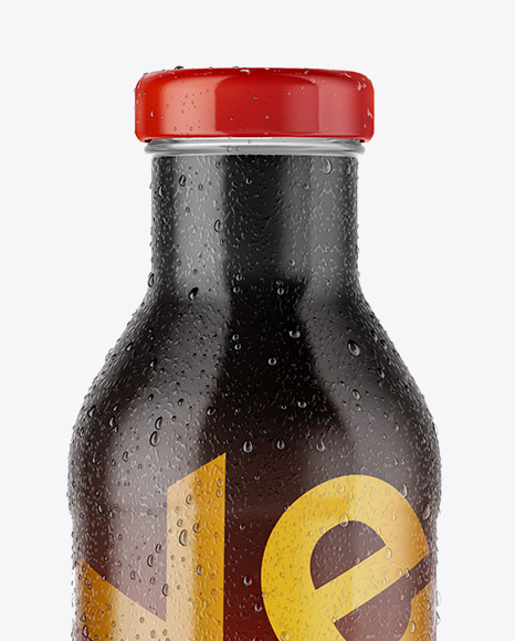 Download Glass Bottle w/ Condensation in Shrink Sleeve Mockup in ... Yellowimages Mockups