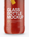 Download Glass Bottle w/ Condensation in Shrink Sleeve Mockup in Bottle Mockups on Yellow Images Object ...