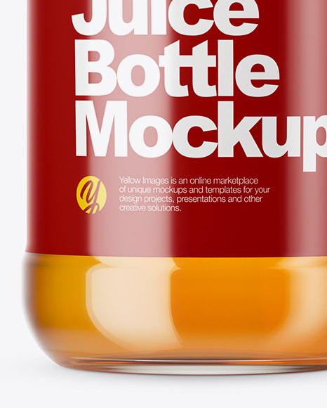 Download Clear Glass Red Apple Juice Bottle Mockup in Bottle Mockups on Yellow Images Object Mockups