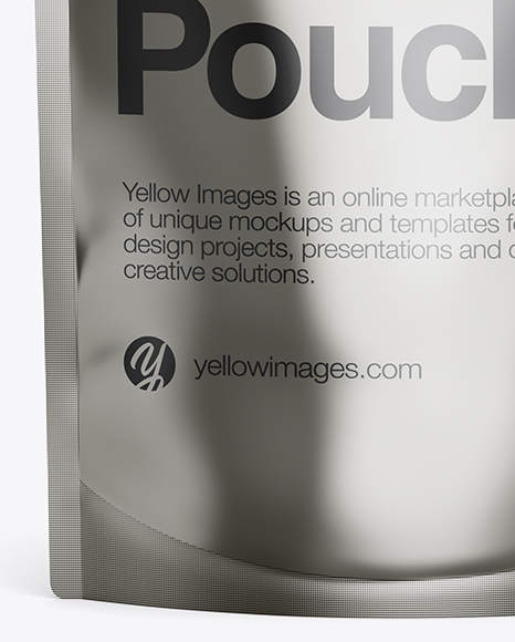 Download Metallic Stand-Up Pouch Mockup - Front View in Pouch Mockups on Yellow Images Object Mockups