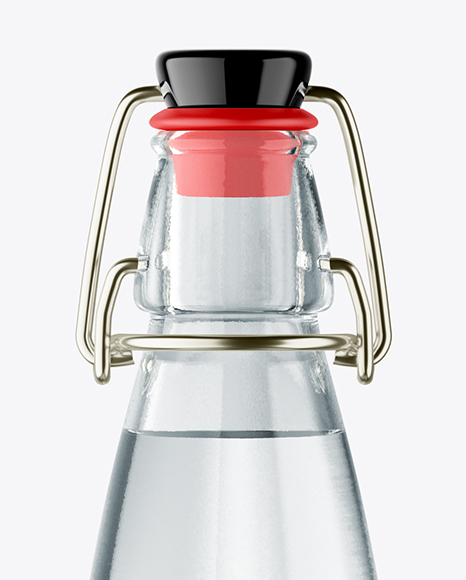 Download Clear Glass Water Bottle W/ Clamp Lid Mockup in Bottle ...