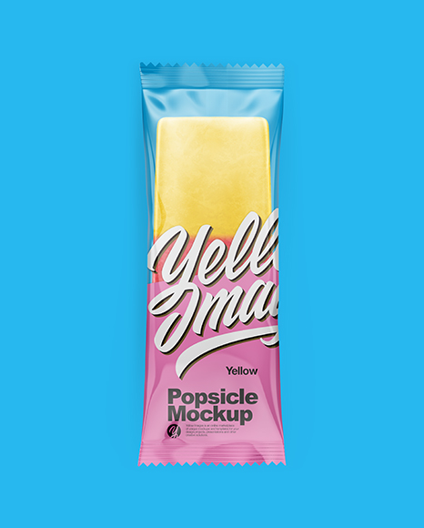 Ice Pop Mockup - Front View in Flow-Pack Mockups on Yellow ...