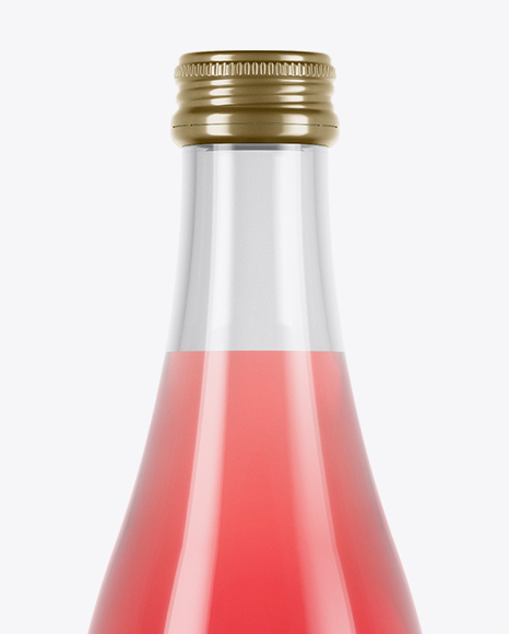 Clear Glass Pink Drink Bottle Mockup in Bottle Mockups on Yellow Images