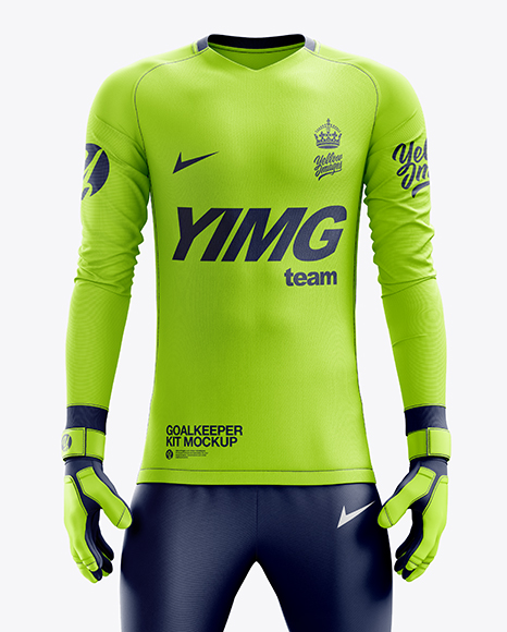 Men’s Full Soccer Goalkeeper Kit with Pants mockup (Front View) in
